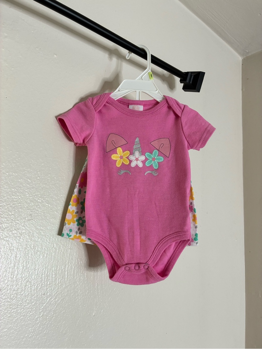 3-6M Baby On Board Pink Unicorn Floral Onesie + Shorts Set